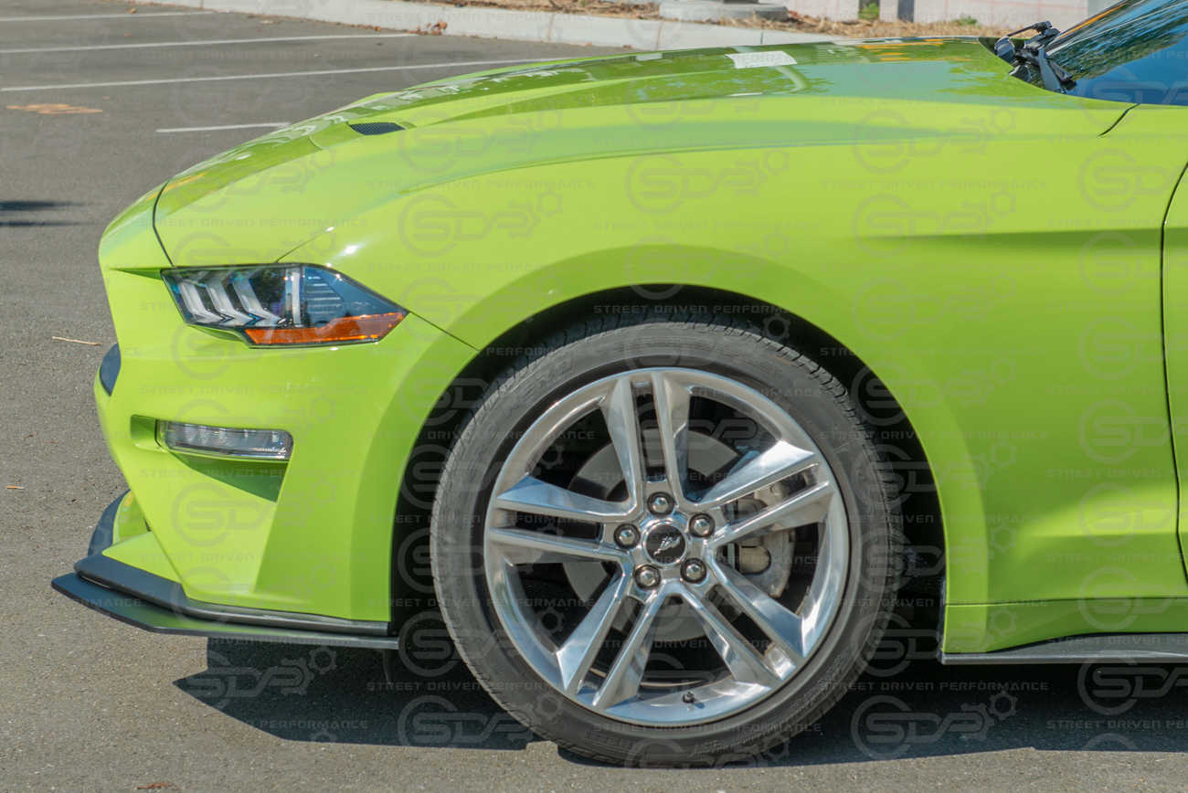 2018-2023 Ford Mustang Base | Track Style Matte Black Front Bumper Lip Splitter Ground Effects