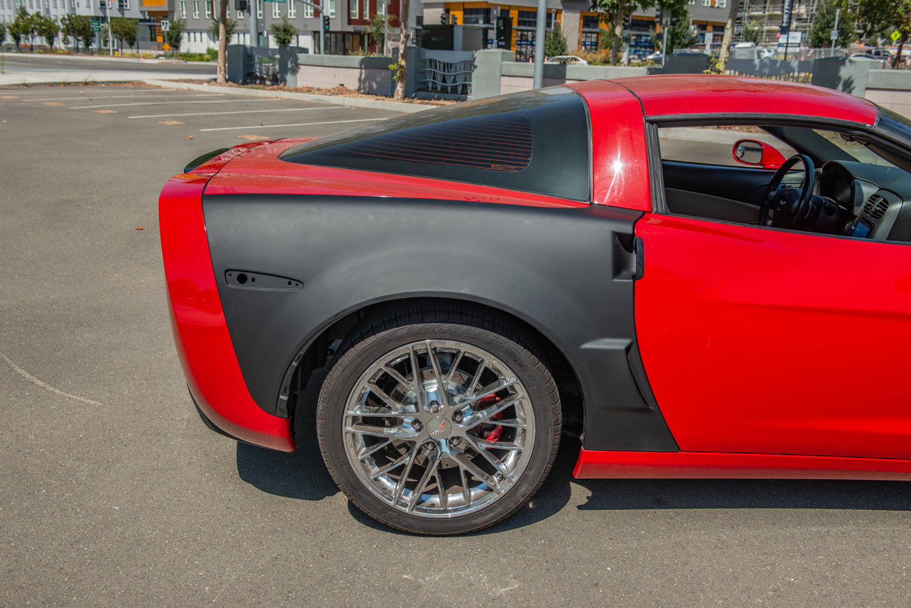 2005-2013 Corvette C6 ZR1 Style Matte Black Rear Side Wide Body Fenders