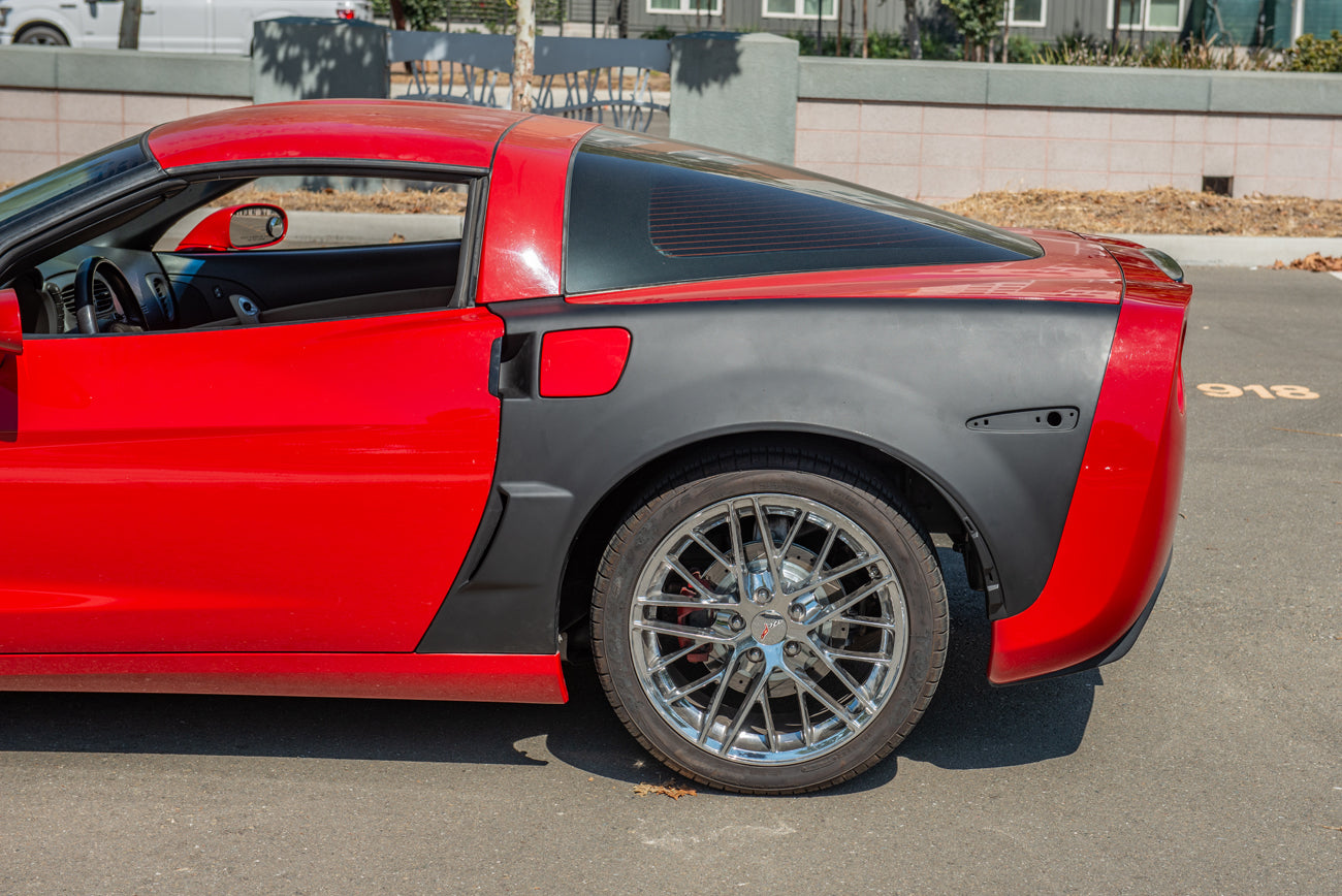 2005-2013 Corvette C6 ZR1 Style Matte Black Rear Side Wide Body Fenders