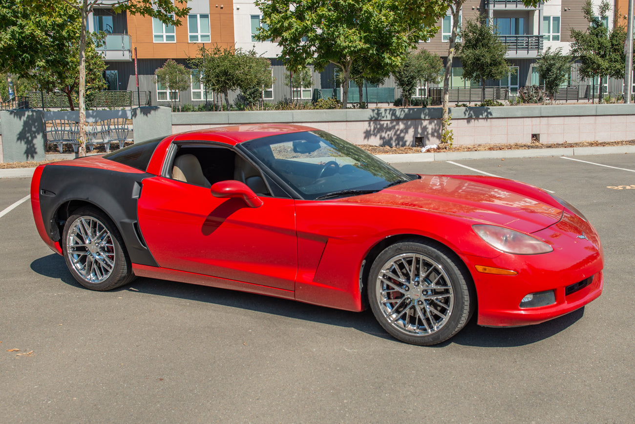 2005-2013 Corvette C6 ZR1 Style Matte Black Rear Side Wide Body Fenders