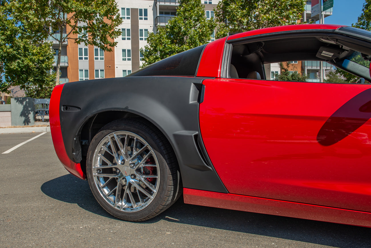 2005-2013 Corvette C6 ZR1 Style Matte Black Rear Side Wide Body Fenders