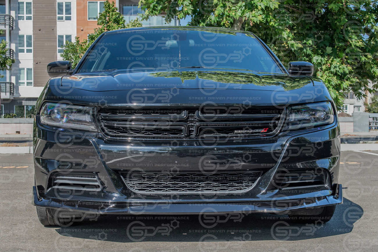 2015+ Dodge Charger Base | SRT Style GLOSS BLACK Front Bumper Lip Splitter Ground Effects