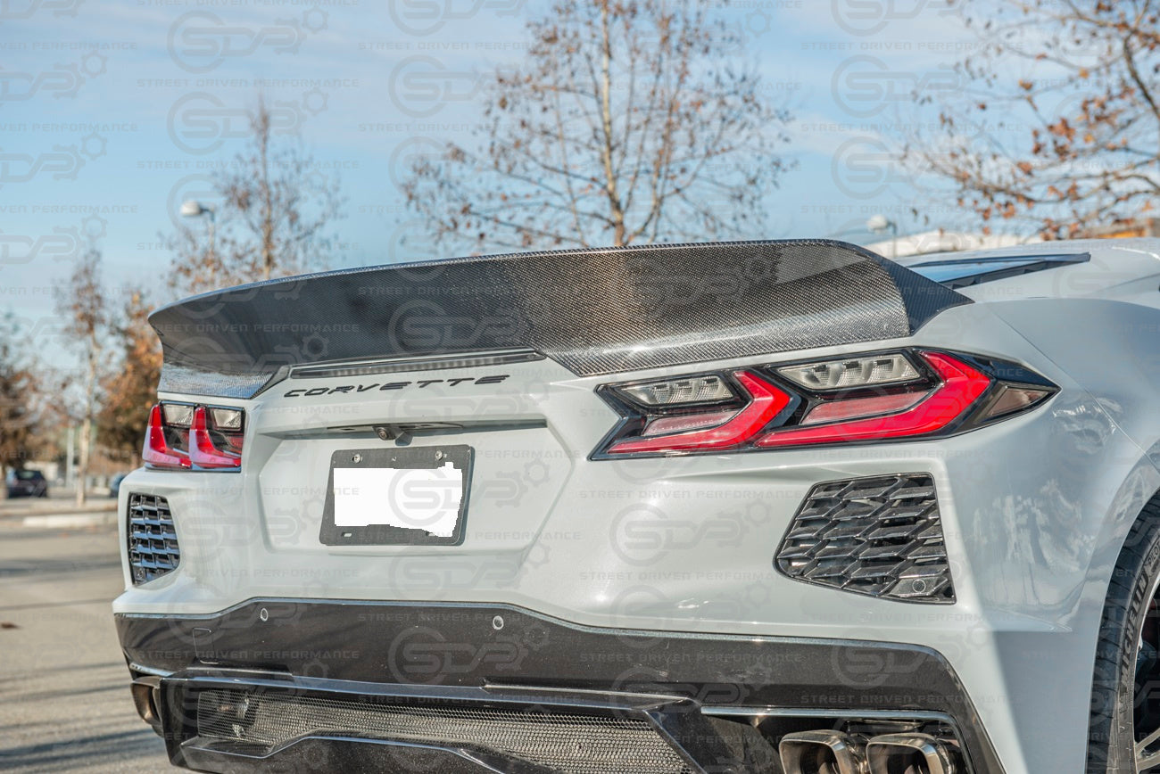 2020+ Corvette C8 CARBON FIBER | SDP Ducktail Style Rear Lid Ducktail Wing Spoiler