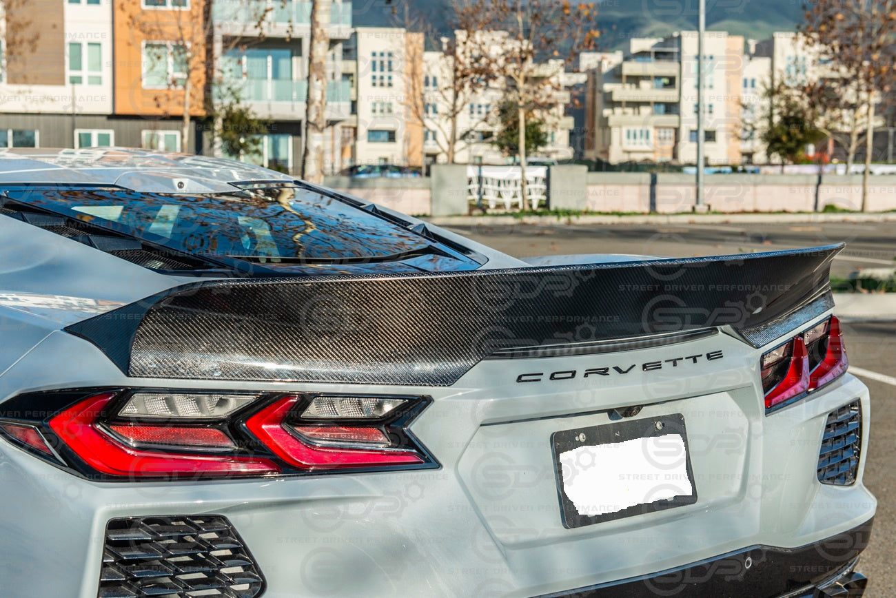 2020+ Corvette C8 CARBON FIBER | SDP Ducktail Style Rear Lid Ducktail Wing Spoiler