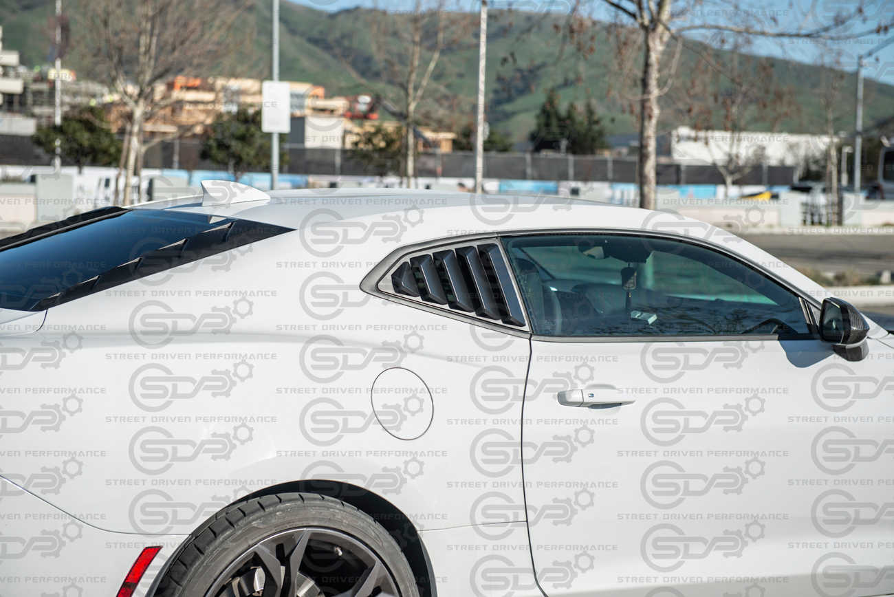 2016+ Chevrolet Camaro Matte Black Rear Side Window Louver Sun Shade Cover Pair