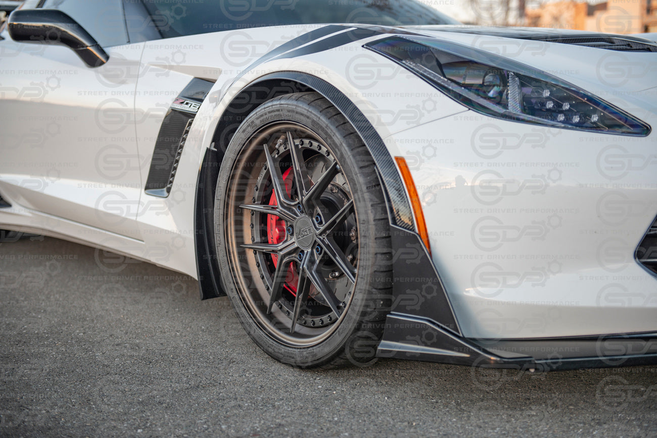 2014-2019 Corvette C7 Hydro-Dipped Carbon Fiber Front Wheel Trim Fender Flares
