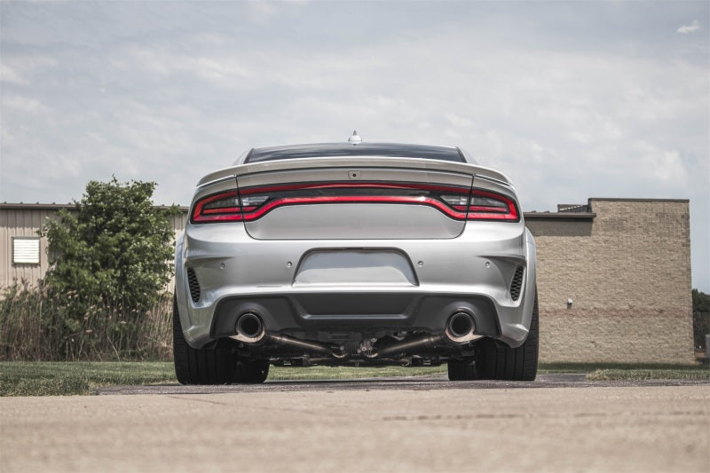 CORSA Performance Corsa 2015-2023 Charger SRT/Hellcat/Redeye 2.75in valved catback exhaust with black PVD tips, showcasing the sleek design.