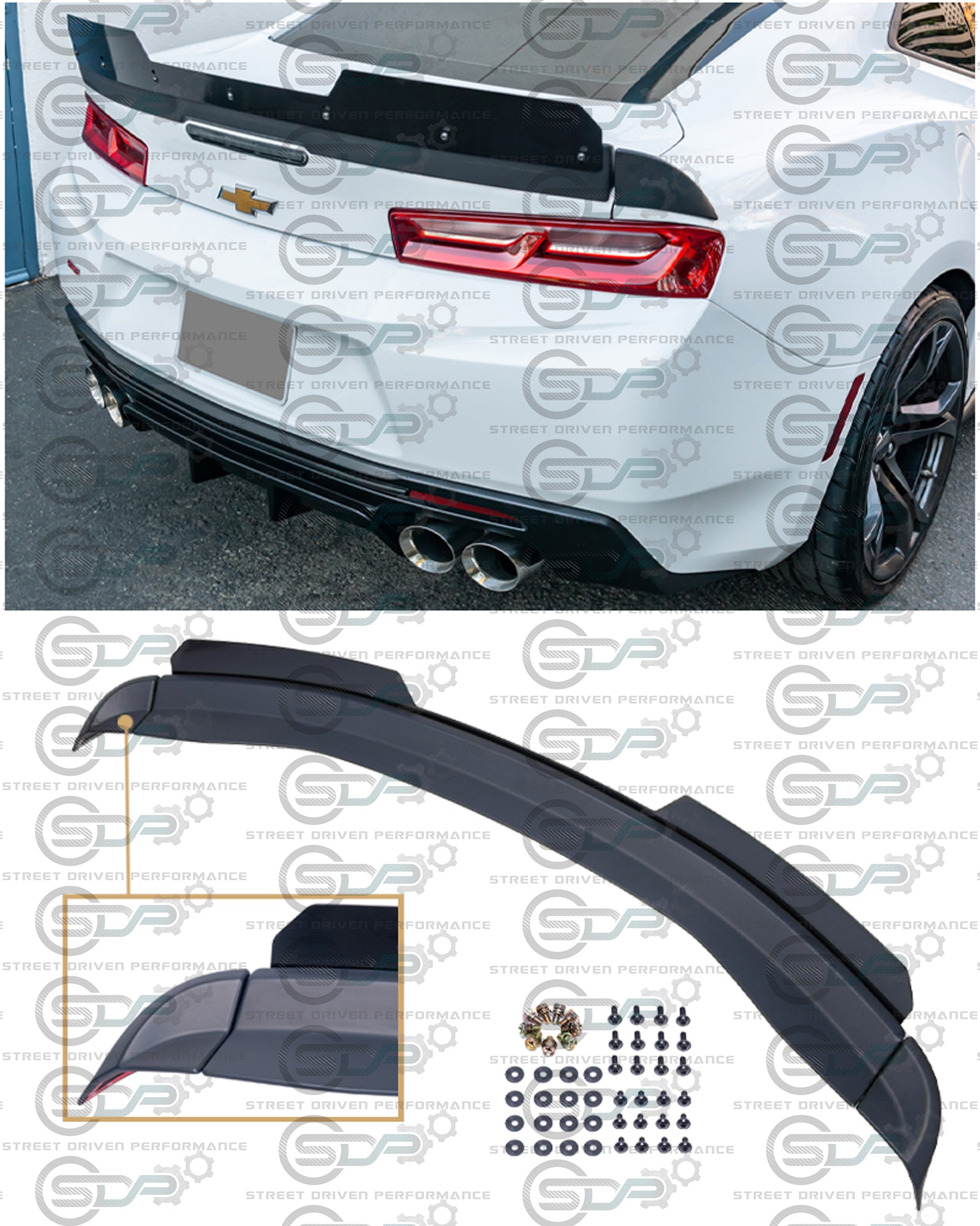 2016-2018 6th Gen Camaro - "Type 2 Track Package" Rear Trunk Spoiler with Extended Wickerbill - for all models