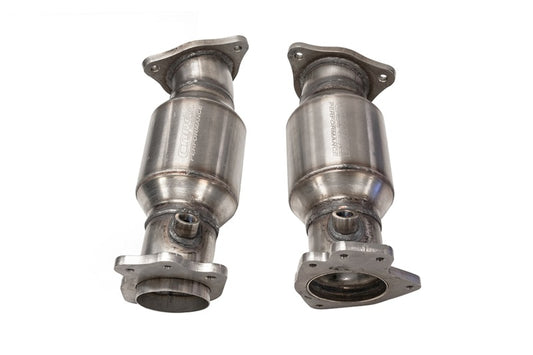 Chevrolet Corvette Corsa 20-21 high flow 300 cell cat pipes exhaust connecting pipes, stainless steel, with detailed welds.