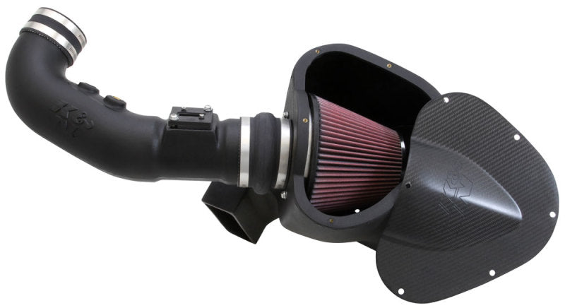 K&N Engineering Ford Mustang GT 5.0L V8 Cold Air Intake Kit showing the durable air filter and intake tubing for improved airflow.
