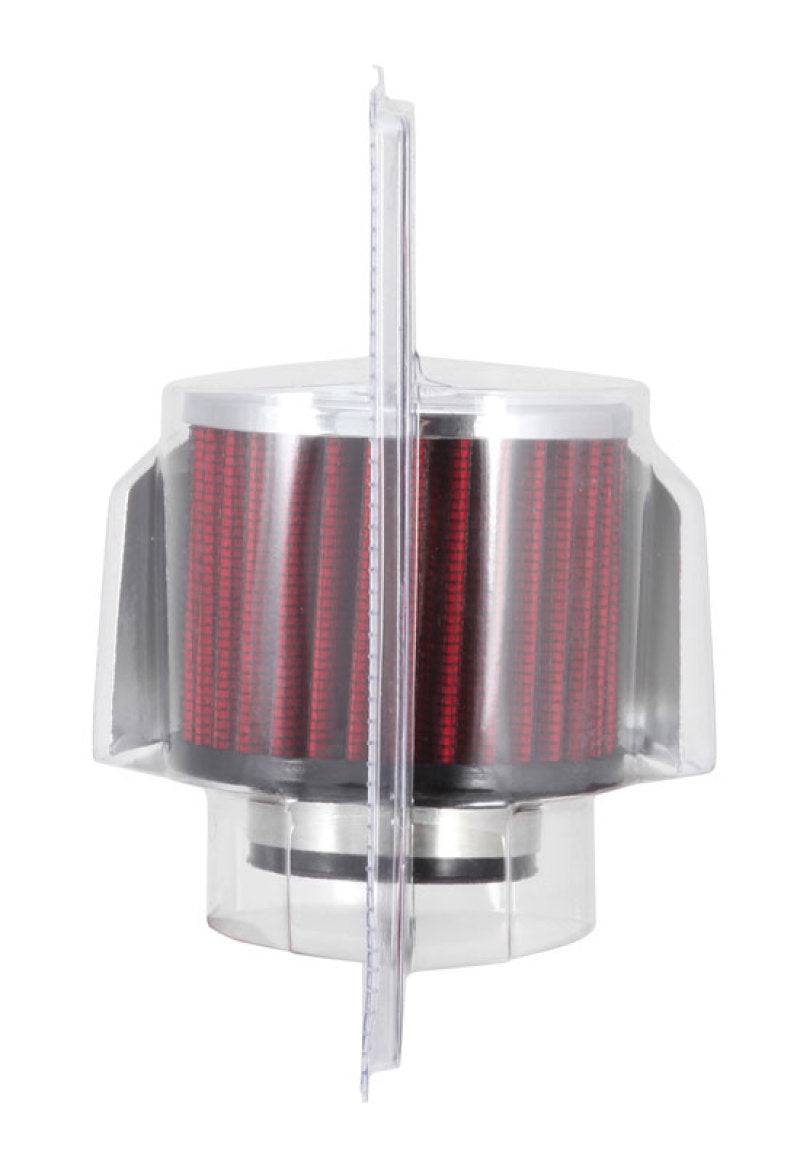 K&N Engineering crankcase vent filter with 1.5-inch flange, 3-inch diameter, clamp-on design, and 2.5-inch height for engine air filtration