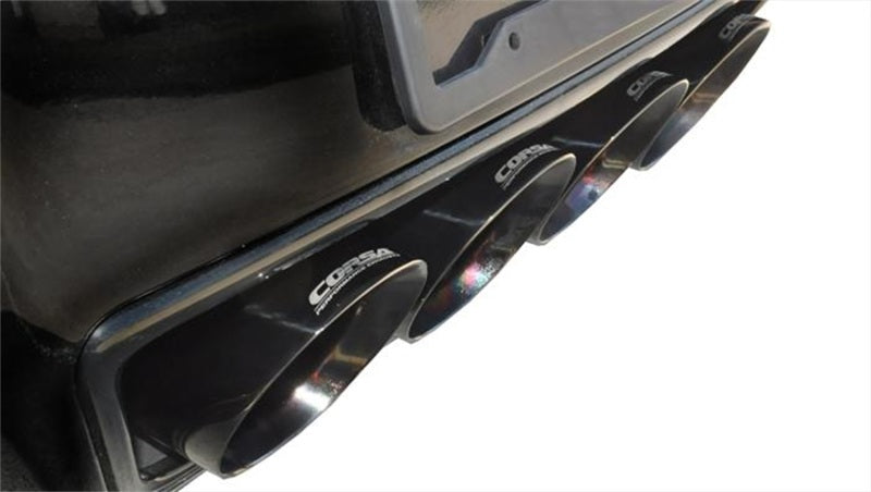 Black CORSA Performance Corsa 2017-2019 Chevy Corvette Z06 3in axle back exhaust with quad 4.5in tips, Xtreme series.