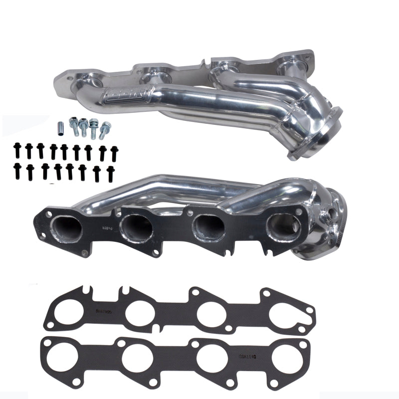 BBK 09-20 Dodge Challenger Hemi 5.7L shorty exhaust headers with silver ceramic coating, tuned length for improved performance.