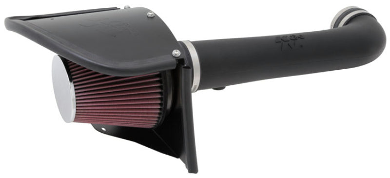 K&N Engineering cold air intake kit for 2012-2013 Jeep Wrangler 3.6L V6 engine, showing the air filter and intake tubing.