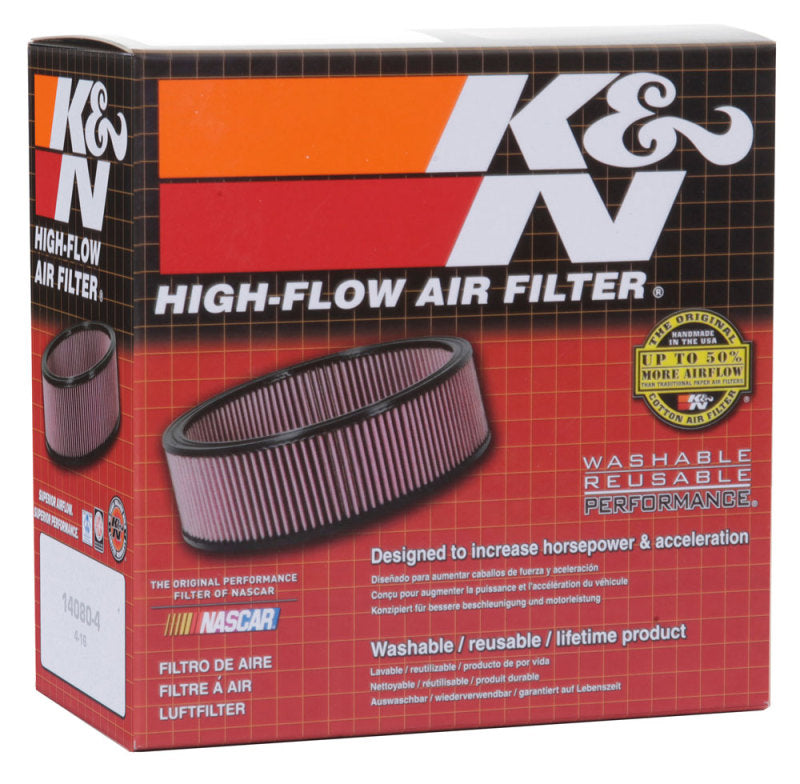 K&N Engineering custom racing air box assembly with red round tapered design, 1.656in flange, 2.25in height for engine airflow.