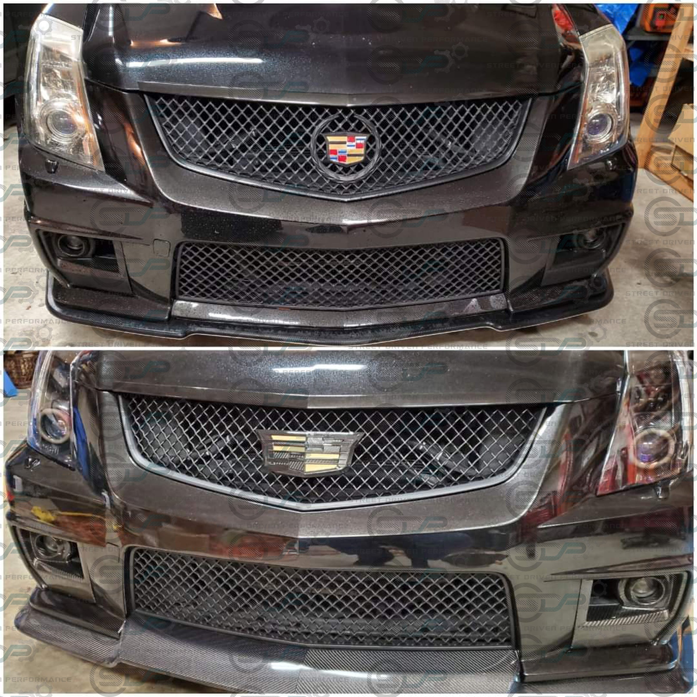 2009-2015 Cadillac CTS-V V2 - Carbon Fiber "V3 style" front lip splitter ground effects