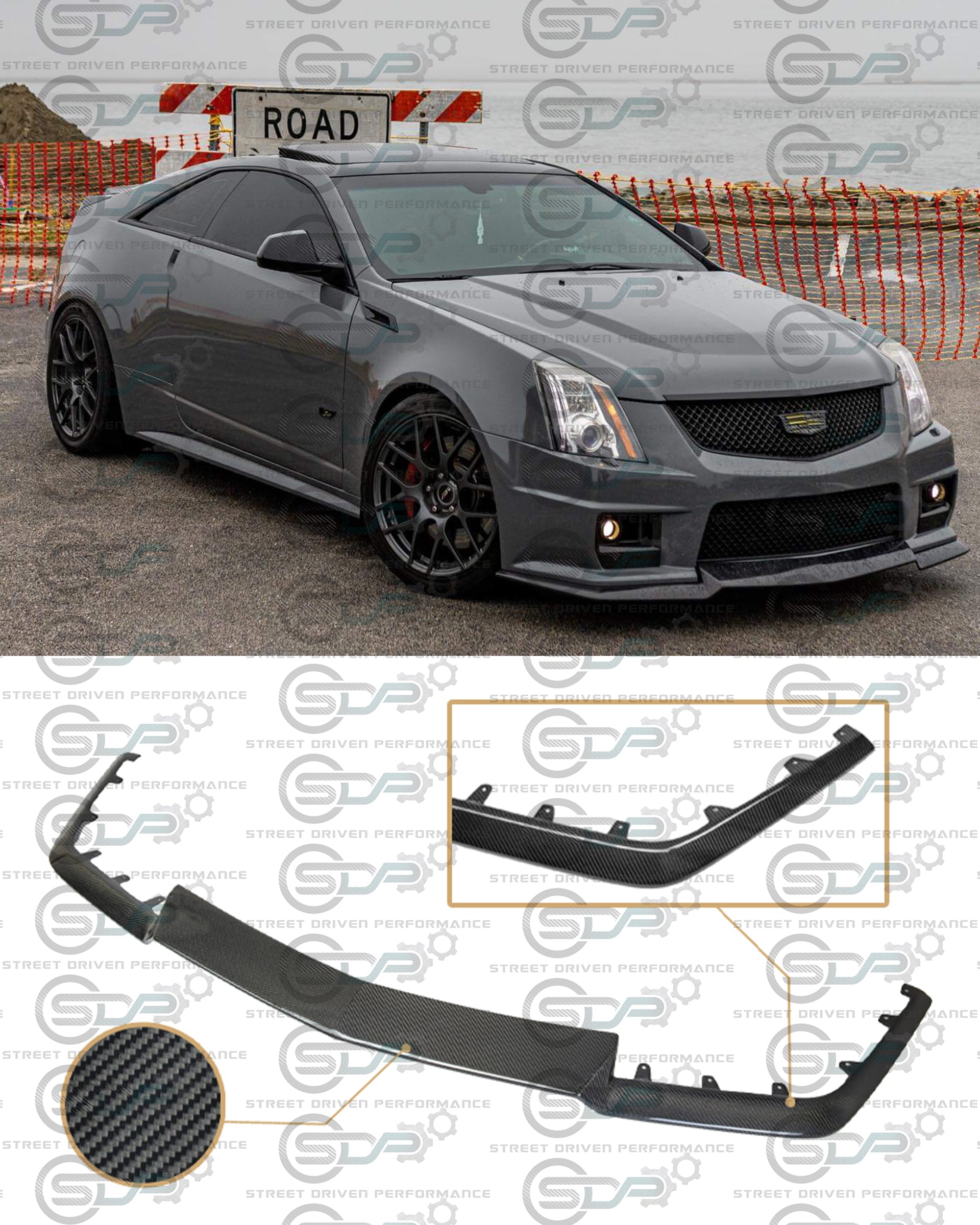 2009-2015 Cadillac CTS-V V2 - Carbon Fiber "V3 style" front lip splitter ground effects