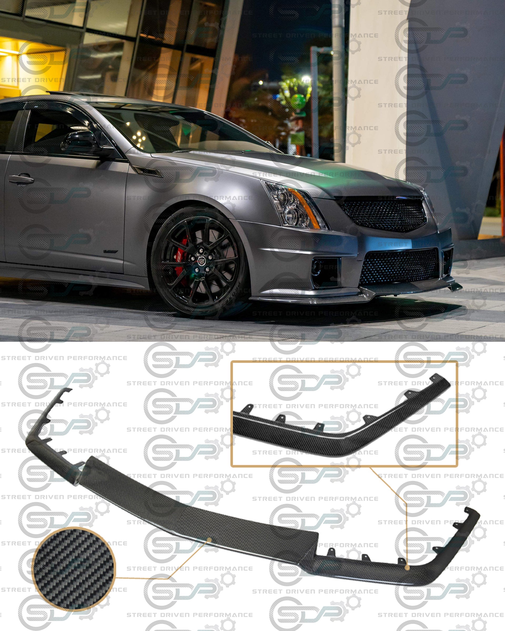 2009-2015 Cadillac CTS-V V2 - Carbon Fiber "V3 style" front lip splitter ground effects