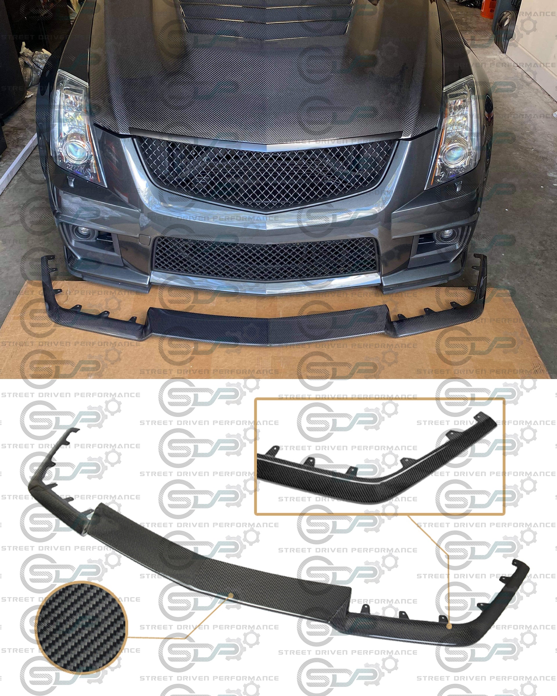 2009-2015 Cadillac CTS-V V2 - Carbon Fiber "V3 style" front lip splitter ground effects