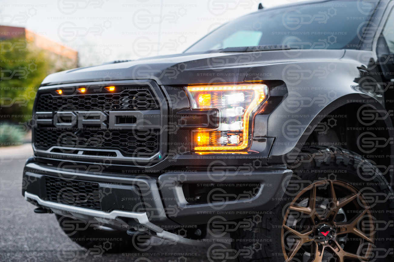 2017-2023 Ford F-150 Raptor | Factory Style CARBON FIBER Replacement Headlight Trim Pair