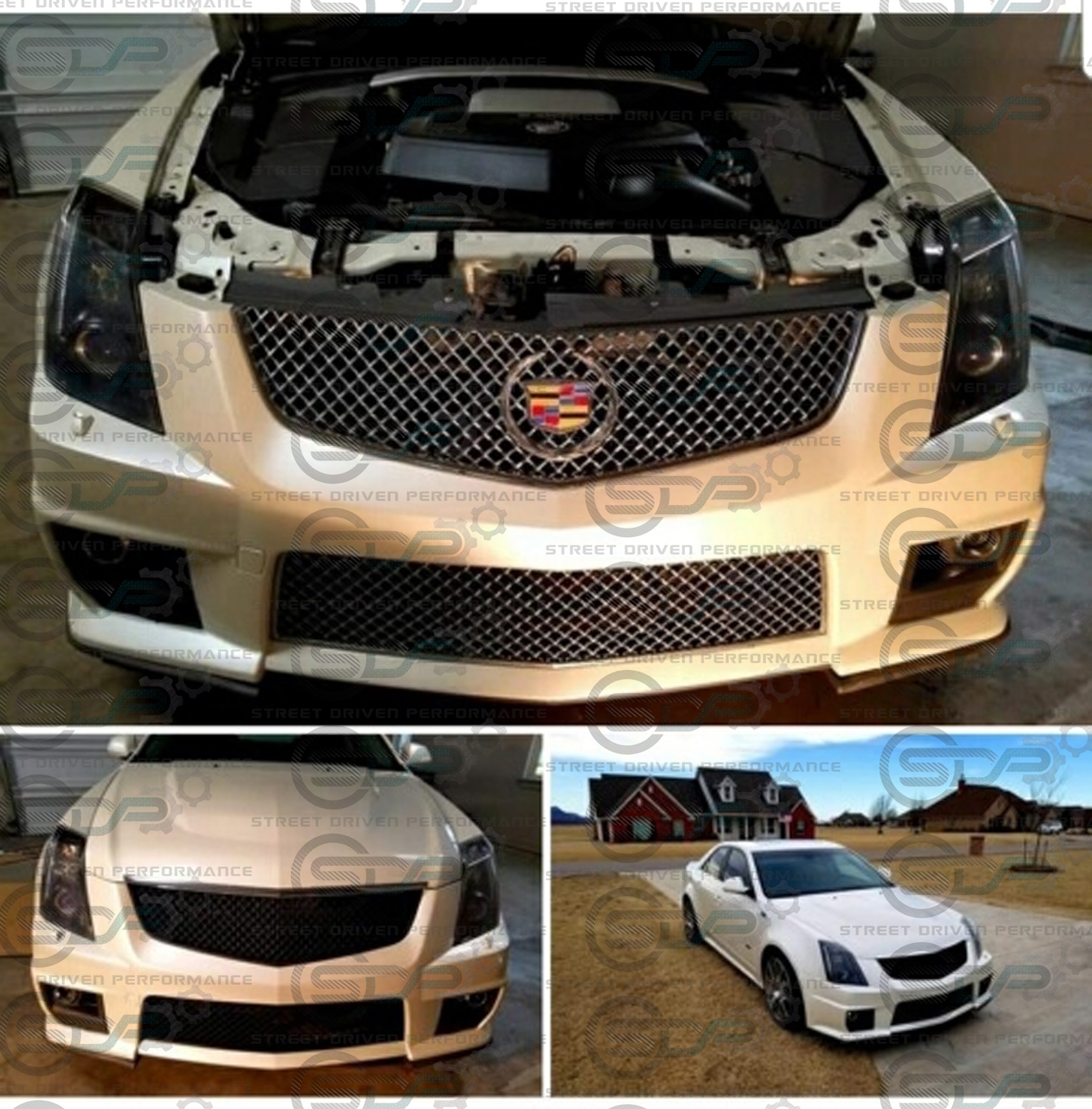 2009-2015 Cadillac CTS-V V2 -  Black front grilles set (blank no emblem)