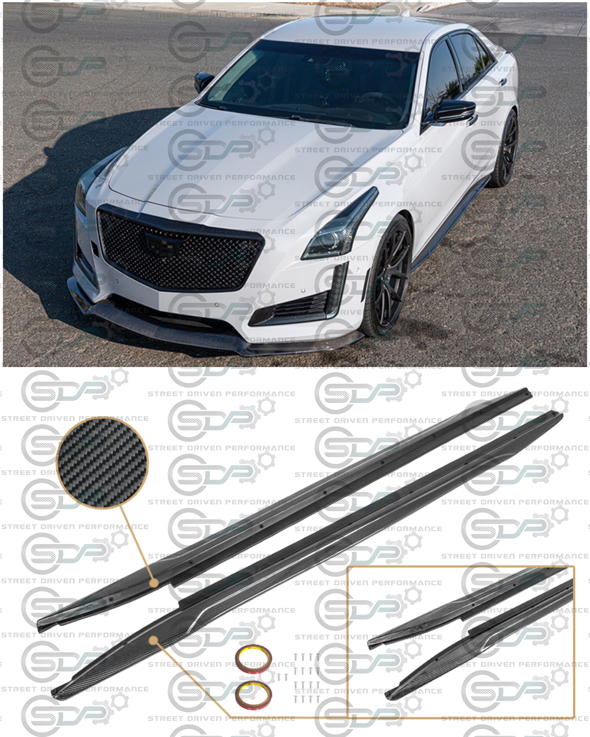 2014+ Cadillac CTS - Carbon Fiber Side Skirts Rocker Panels Ground Effects