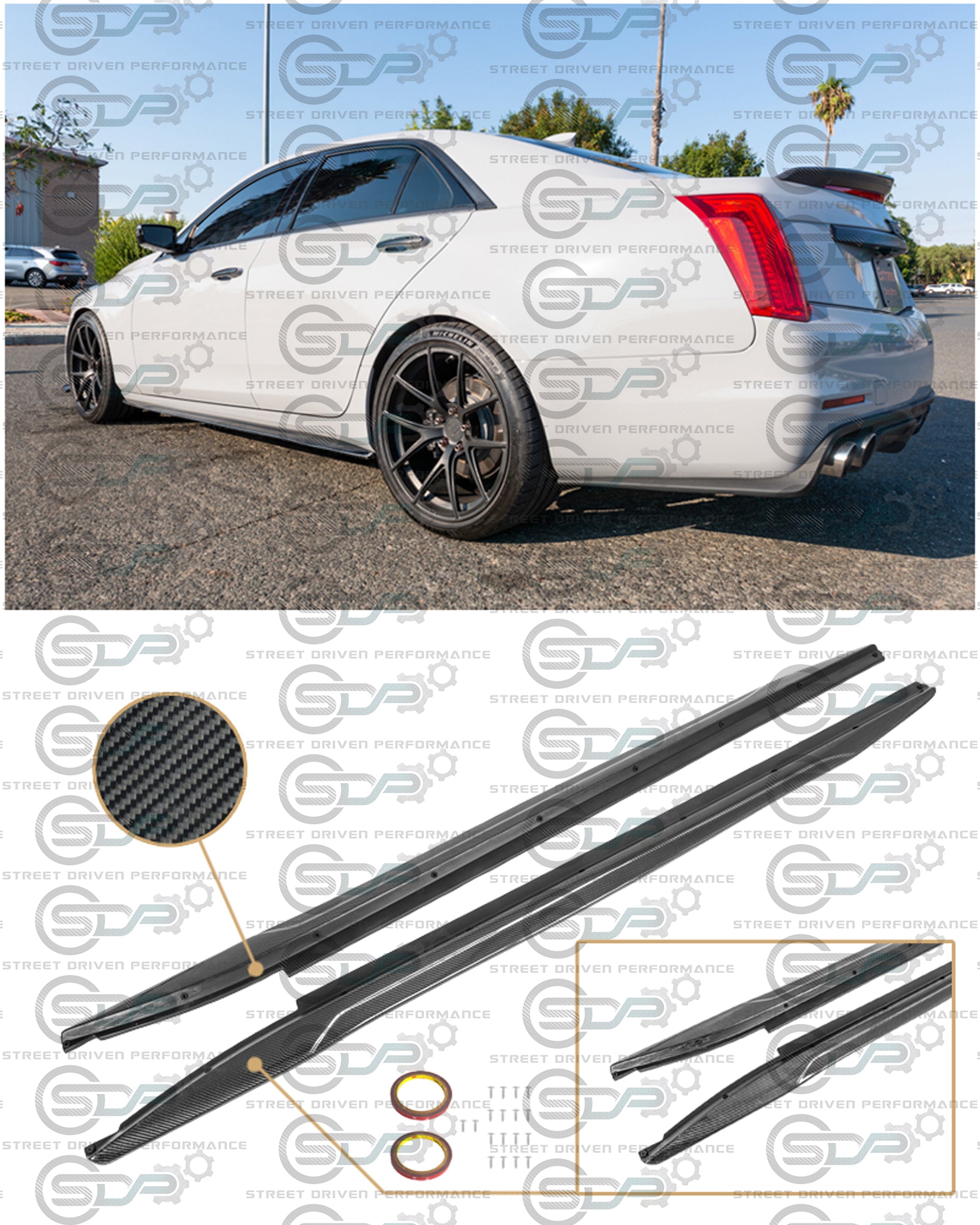 2014+ Cadillac CTS - Carbon Fiber Side Skirts Rocker Panels Ground Effects
