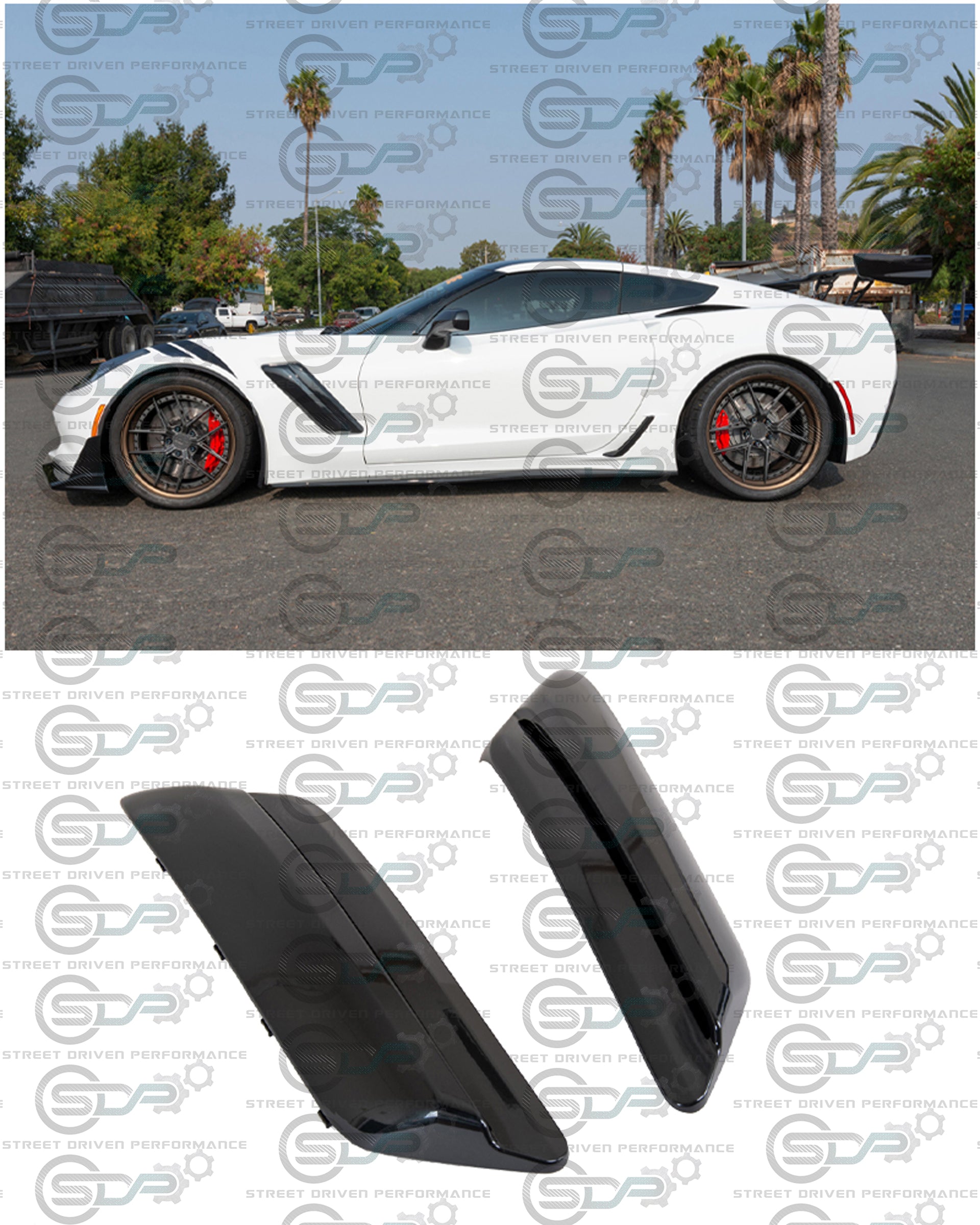 2014-2017 C7 Corvette Z06 - Carbon Flash "ZR1 Style Conversion" Side Fender Vents (Pair)
