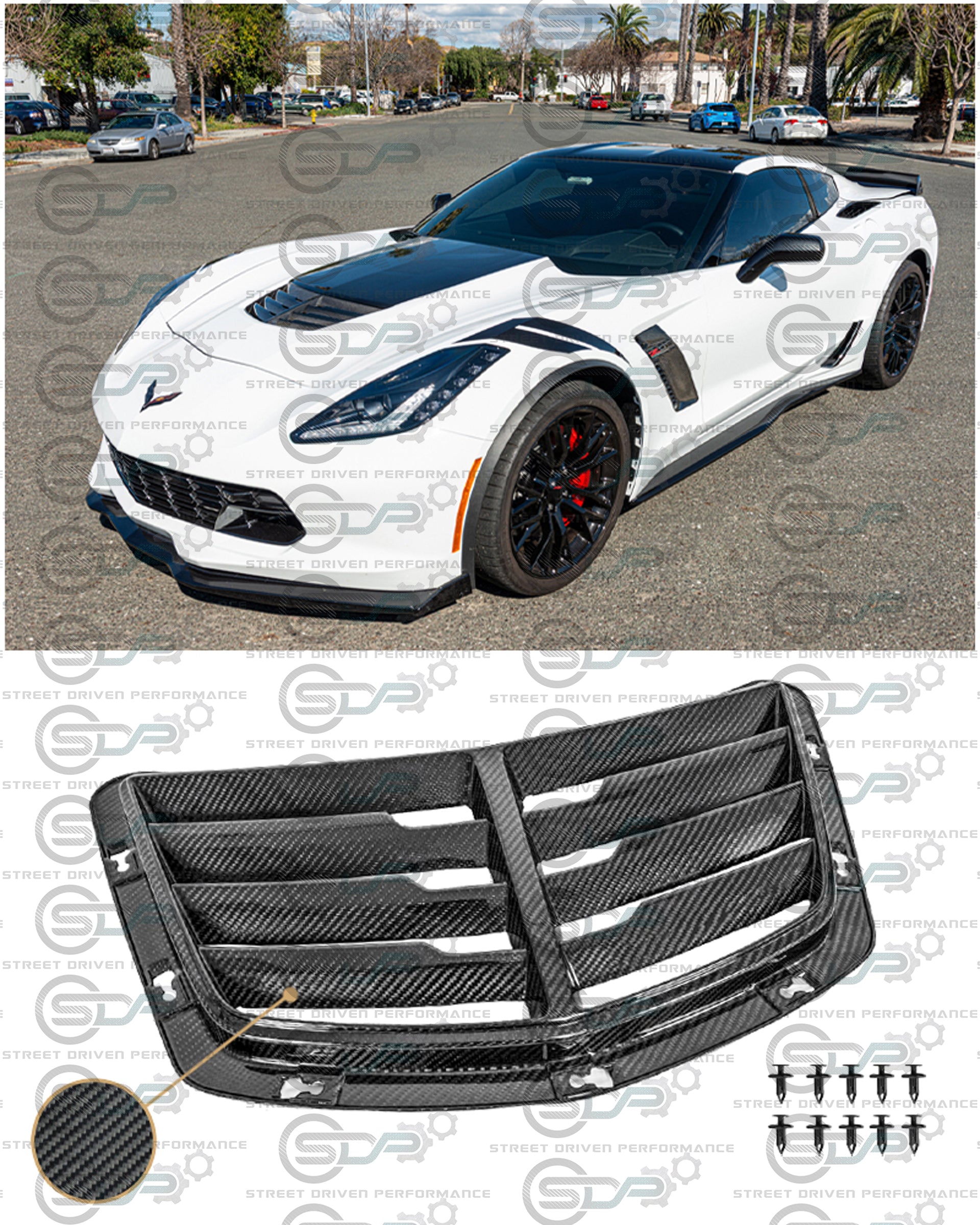 2014-2019 C7 Corvette Z06 | Z06 Factory Style Carbon Fiber Hood Vent Replacement