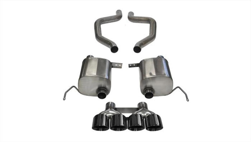 Corsa 2017-2019 Chevy Corvette Z06 axle back exhaust system with black quad 4.5-inch tips, designed for high performance.