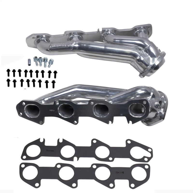 BBK 09-20 Dodge Challenger Hemi 5.7L shorty tuned length exhaust headers in silver ceramic finish, showcasing polished metal tubes