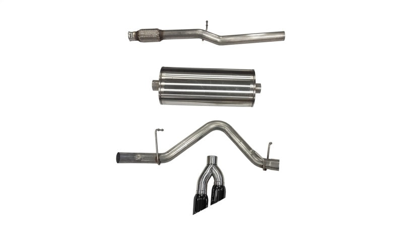 Corsa Sport cat-back exhaust system with black tips for Chevy Silverado 1500 5.3L crew cab, dual rear exit, performance upgrade
