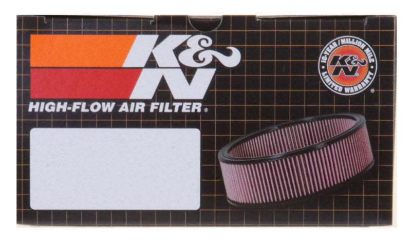 K&N Engineering round tapered racing air box assembly with red finish, 1.656-inch neck flange, 2.25-inch height for engine performance