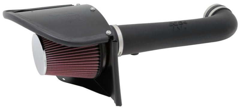 K&N Engineering cold air intake kit for 2012-2013 Jeep Wrangler 3.6L V6, showing the air filter and intake tubing.