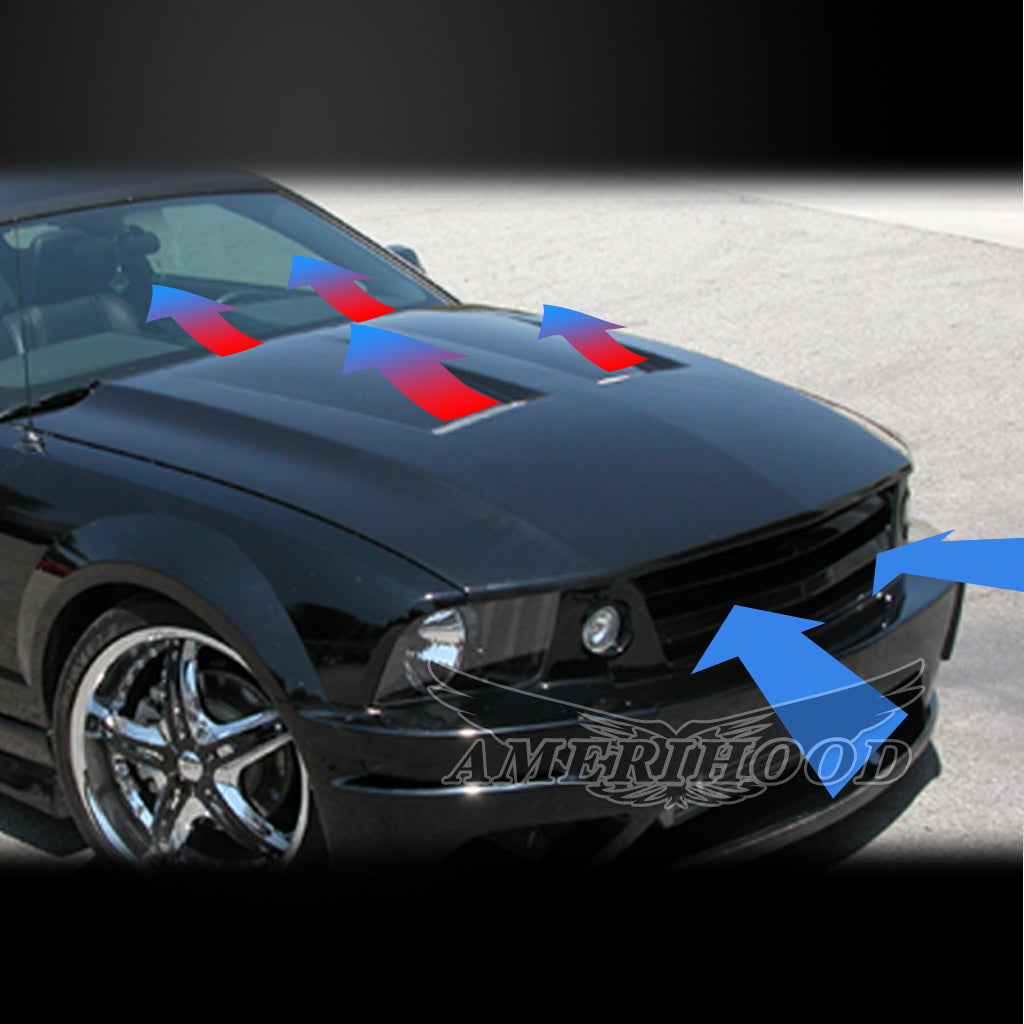 Ford Mustang 2005-2009 Type-6 Style Functional Heat Extraction Hood