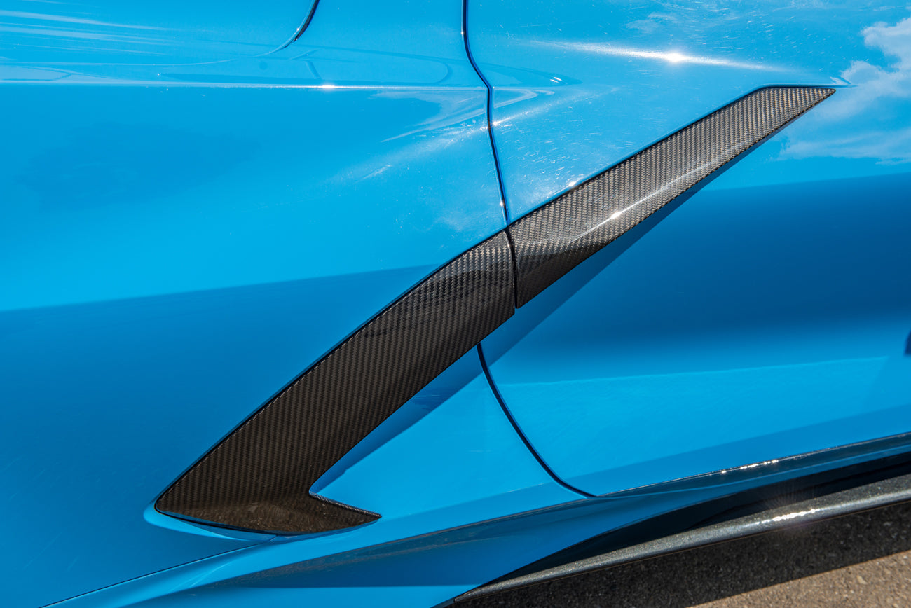 2020+ Corvette C8 Stingray & Z51 | Factory Style CARBON FIBER Side Fender Vent Scoop Door Handle Trim Accent Garnish Replacement (PAIR)