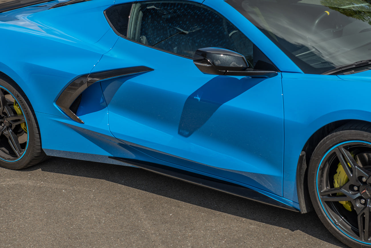 2020+ Corvette C8 Stingray & Z51 | Factory Style CARBON FIBER Side Fender Vent Scoop Door Handle Trim Accent Garnish Replacement (PAIR)