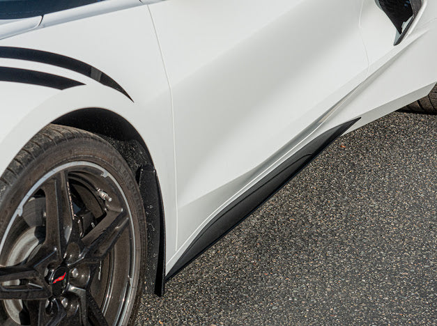 2020+ Corvette C8 SDP Z51 GLOSSY BLACK *ADD-ON* Side Skirts Rocker Panel Pair