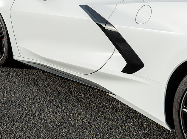 2020+ Corvette C8 SDP Z51 GLOSSY BLACK *ADD-ON* Side Skirts Rocker Panel Pair