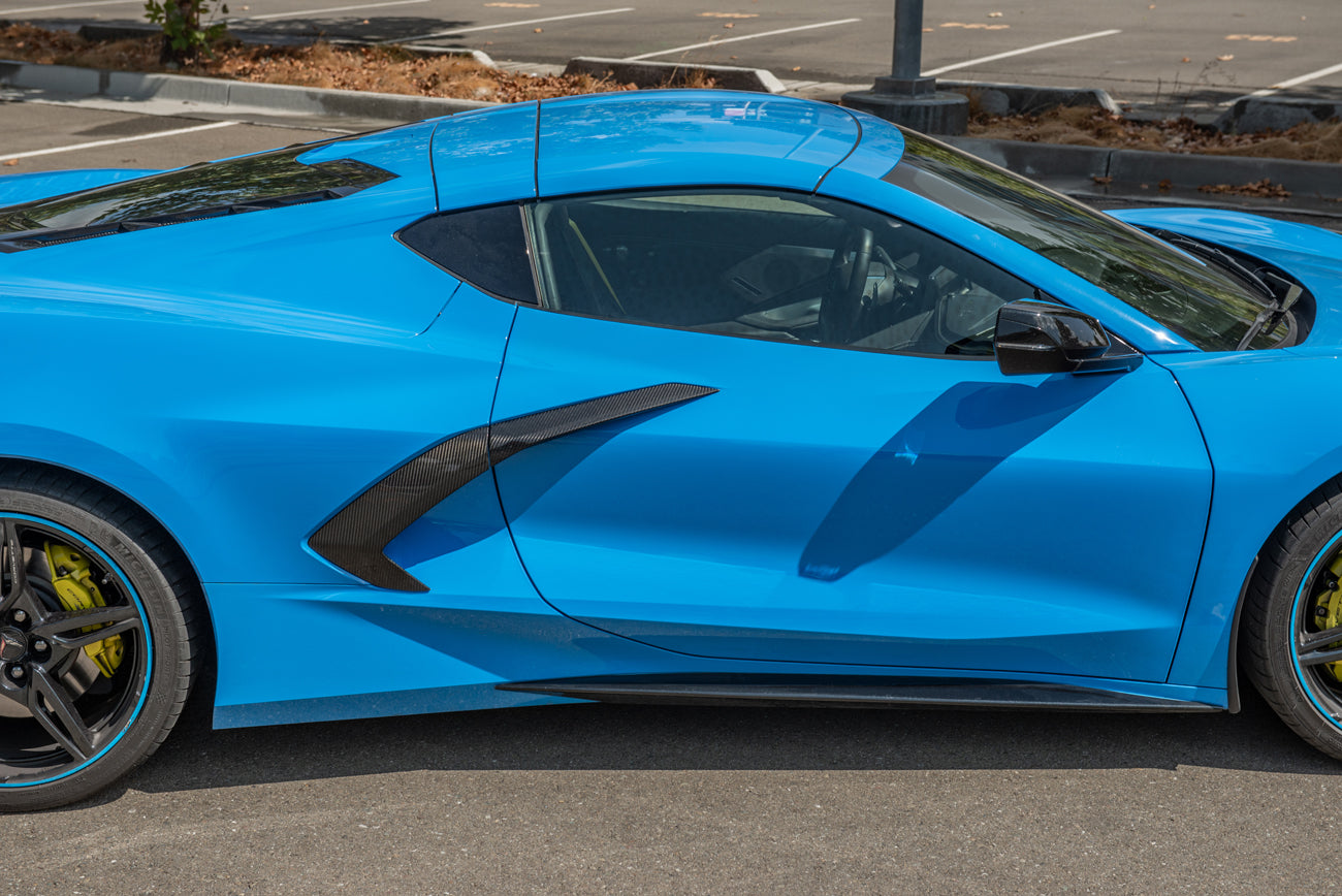2020+ Corvette C8 Stingray & Z51 | Factory Style CARBON FIBER Side Fender Vent Scoop Door Handle Trim Accent Garnish Replacement (PAIR)