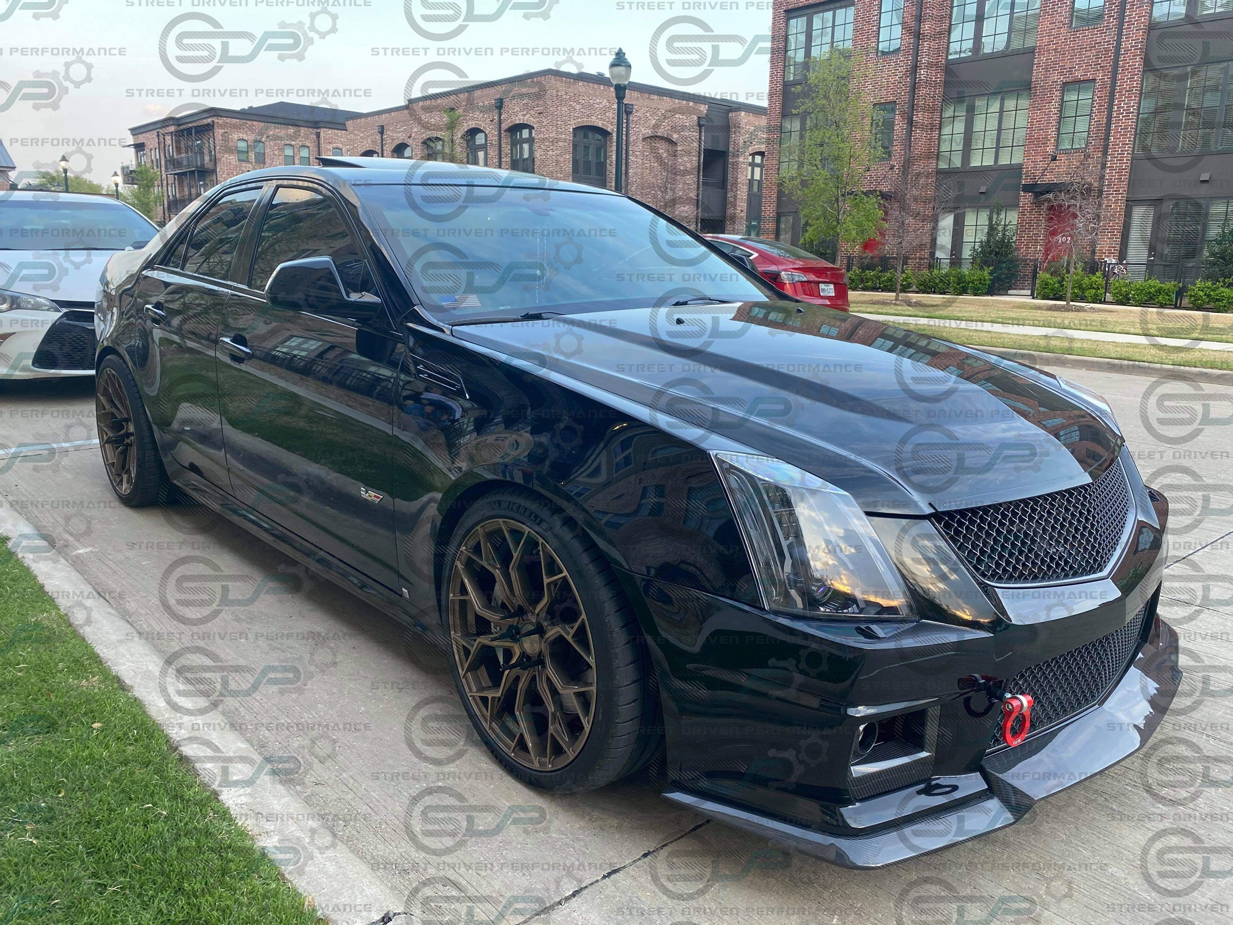 2009-2015 Cadillac CTS-V V2 - Carbon Fiber "V3 style" front lip splitter ground effects