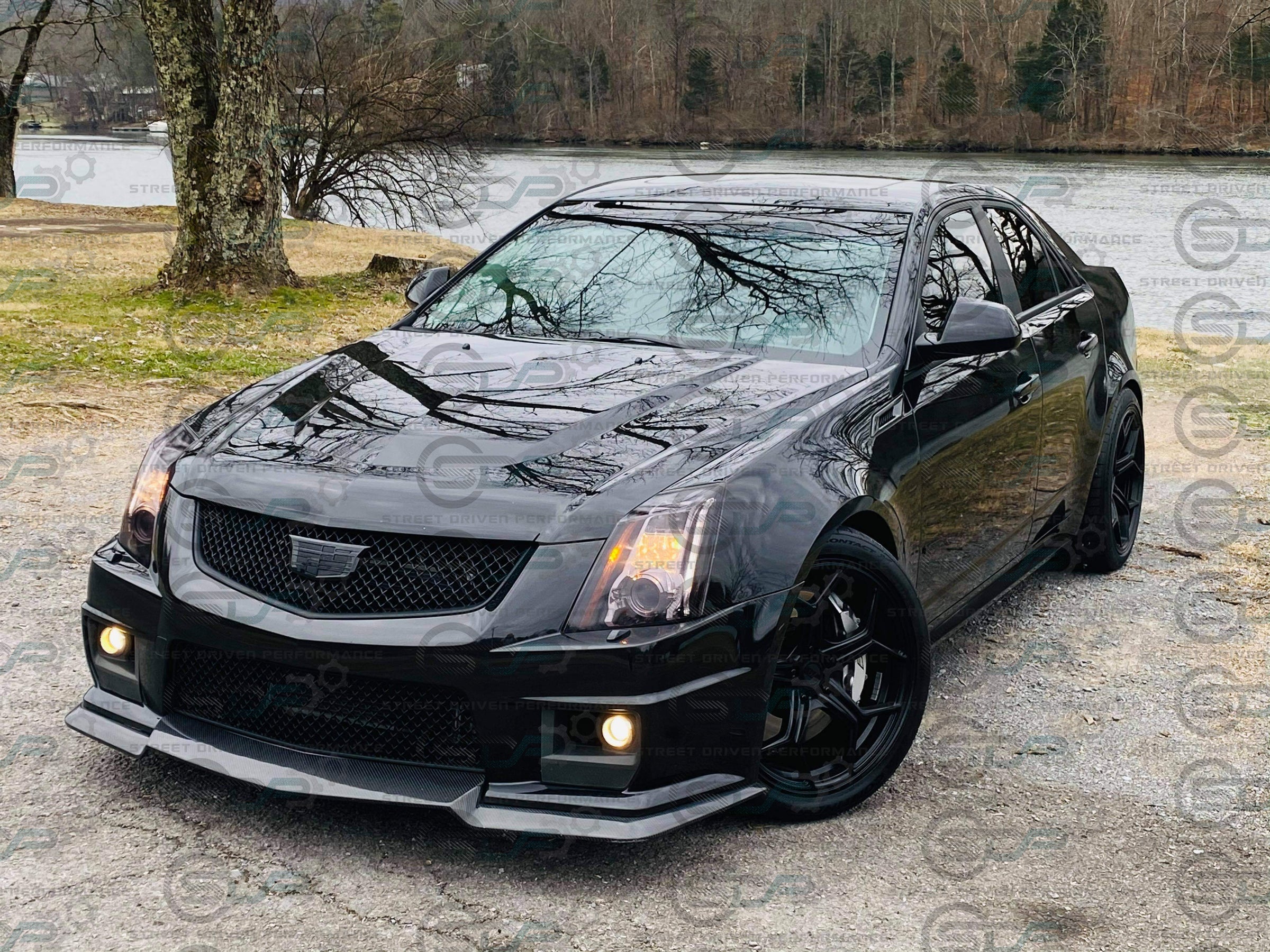 2009-2015 Cadillac CTS-V V2 - Carbon Fiber "V3 style" front lip splitter ground effects