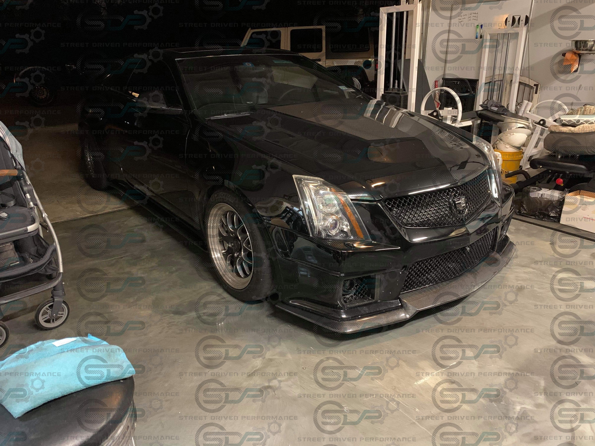 2009-2015 Cadillac CTS-V V2 - Carbon Fiber "V3 style" front lip splitter ground effects
