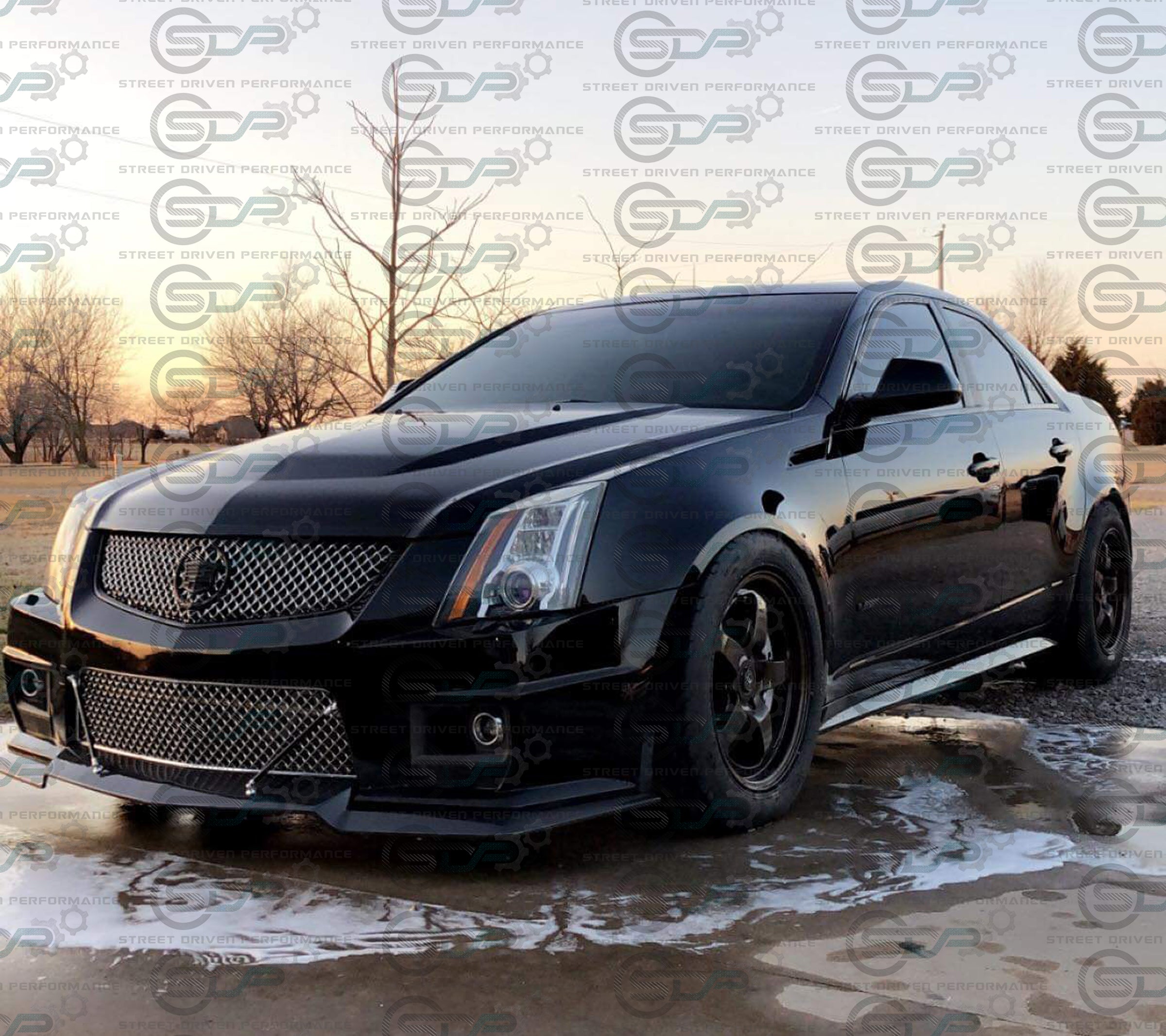 2009-2015 Cadillac CTS-V V2 - Carbon Fiber "V3 style" front lip splitter ground effects